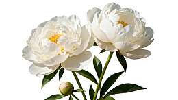 两朵白色牡丹花特写图片