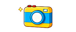 卡通风格黄色蓝色相机图标