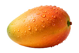 一颗带水珠的芒果图片