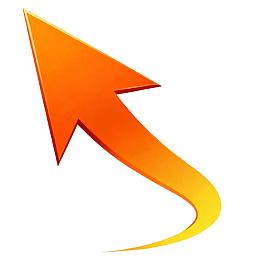 橙色箭头弯曲指向左上方