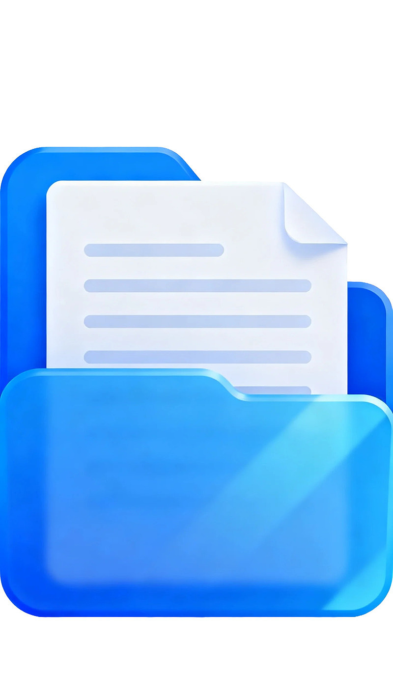 蓝色文件夹图标含文档