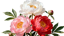 三朵牡丹花色彩鲜艳图片