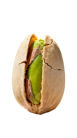 裂开的开心果露出绿色果仁