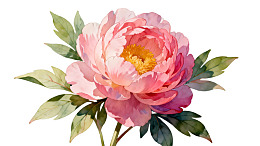 粉色牡丹花水彩画图片