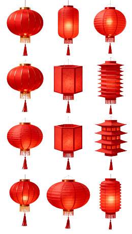 十二款红色中式灯笼集合