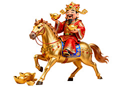 财神骑金马手持元宝图片