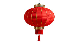 红色中式灯笼悬挂于白色背景