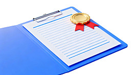 蓝色文件夹配金色奖章