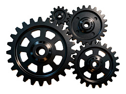 黑色齿轮机械组合特写