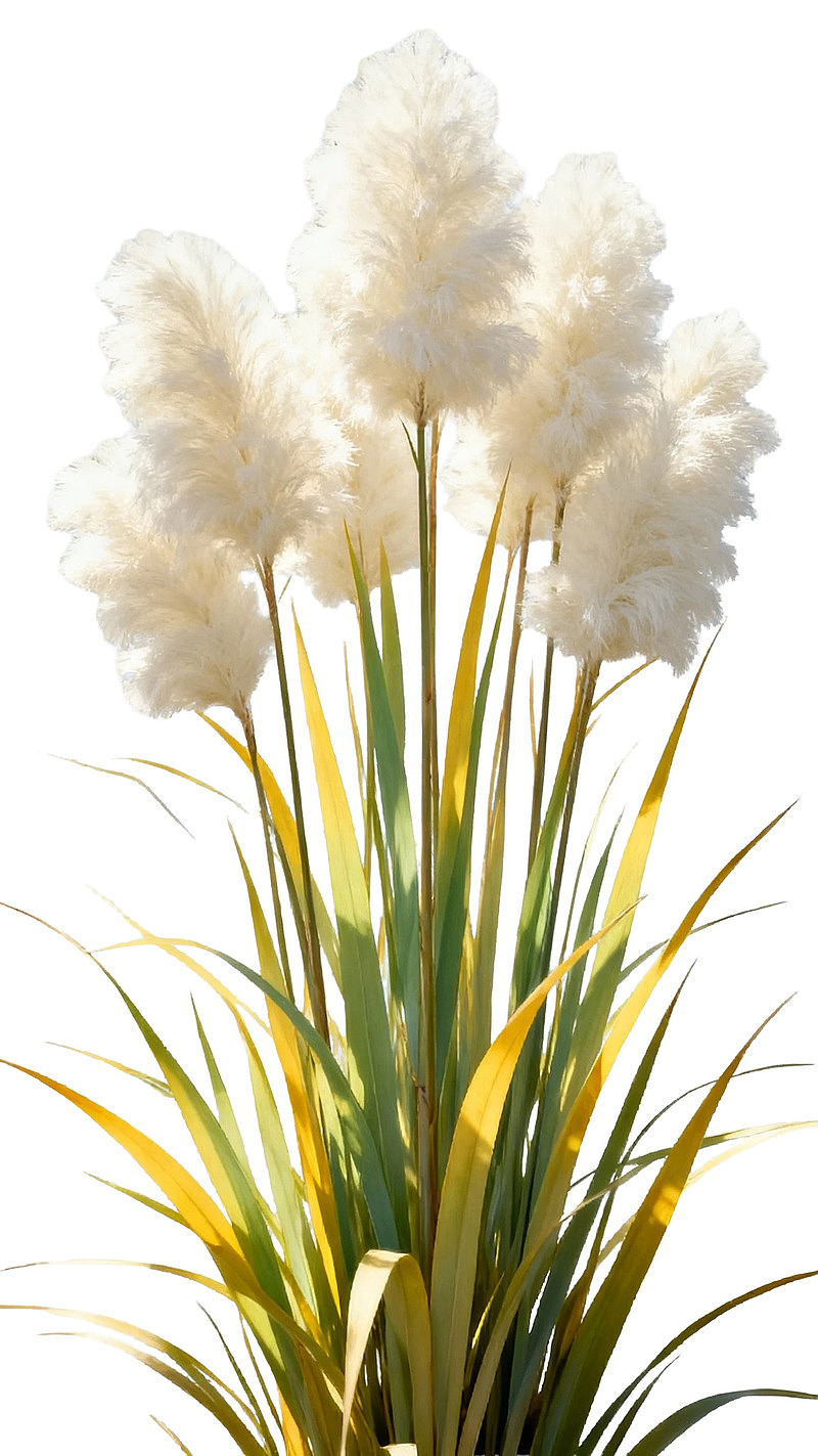 白色蒲苇花束特写图片