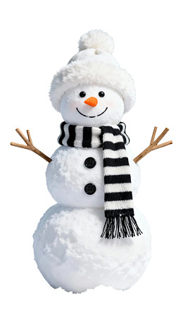 戴着黑白围巾的微笑雪人