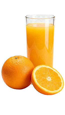 一杯橙汁配新鲜橙子图片