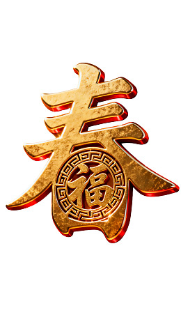 金色春字福字组合图案