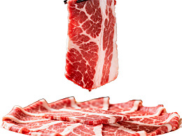 新鲜牛肉片悬挂展示图片