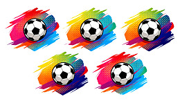 多彩背景上的足球图案