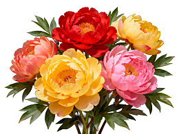色彩斑斓的牡丹花束图片