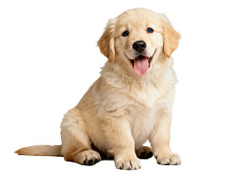 金毛幼犬吐舌坐姿可爱