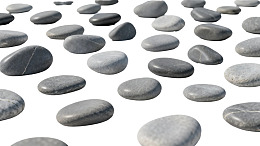 灰色鹅卵石散落白色背景