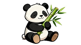 卡通熊猫抱着竹子图片