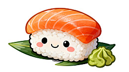 卡通可爱三文鱼寿司图片