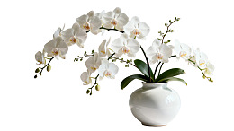 白色蝴蝶兰置于简约花瓶中