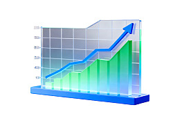 上升趋势的三维柱状图