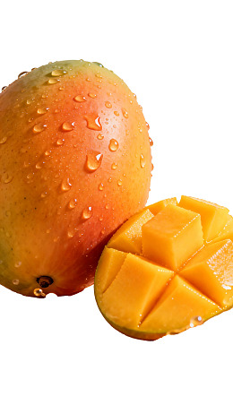新鲜芒果切片带水珠图片