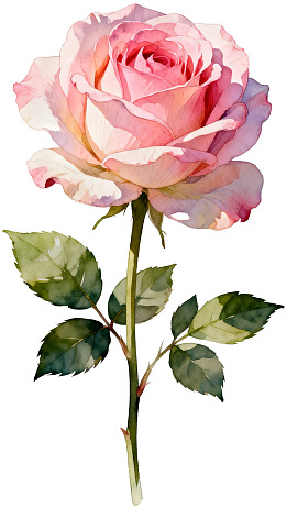 粉色玫瑰花的艺术插画