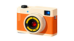 复古风格橙白相机插画