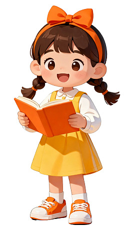 卡通女孩读书可爱形象