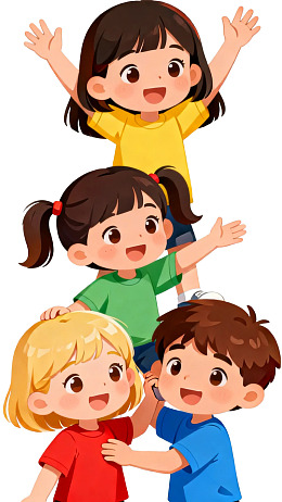 三个孩子叠罗汉玩耍图片