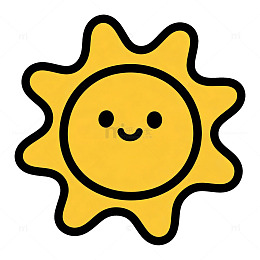 卡通太阳笑脸简笔画矢量素材