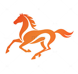橙色骏马剪影设计元素