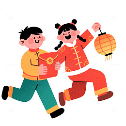 卡通春节欢乐儿童插画1
