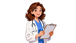 女医生手持病历微笑图片