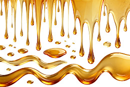 金黄色液体滴落流动特写