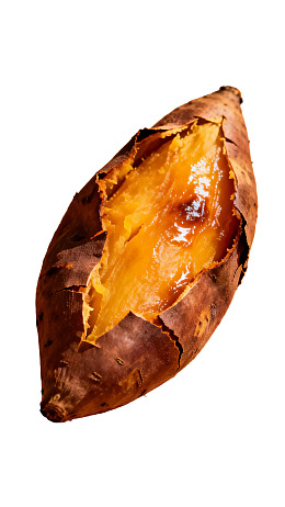 烤红薯切开露出金黄色果肉