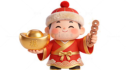 喜庆财神爷金元宝金币吉祥物