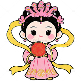 卡通汉服少女插画设计素材