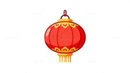 红色中国灯笼图案装饰元素