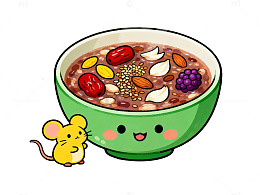 卡通风格腊八粥插画设计素材