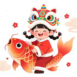 卡通春节鱼娃娃锦鲤喜庆插画人物素材