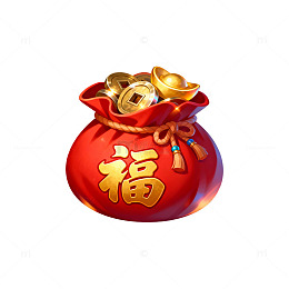 喜庆中国红福袋装金币图案
