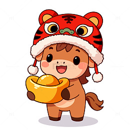 戴虎头帽的小马