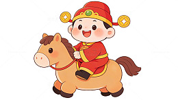卡通财神骑马图