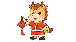 卡通牛年新年喜庆形象插画