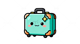 可爱卡通行李箱设计素材