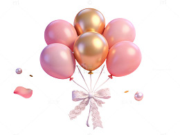 粉色气球与花瓣