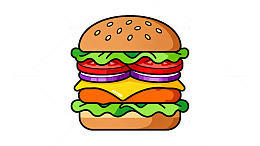 彩色卡通汉堡插画