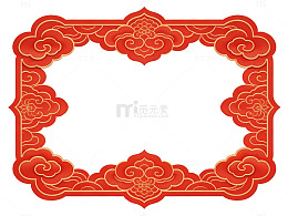 红色祥云边框设计